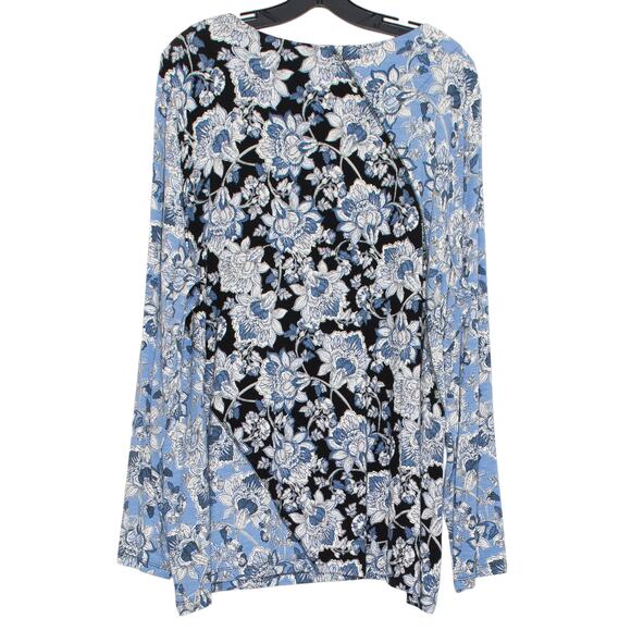 Chicos Top Floral Patchwork Cottage Boho Romantic Artsy Blue White 4 XXL 20/22 - Picture 2 of 6